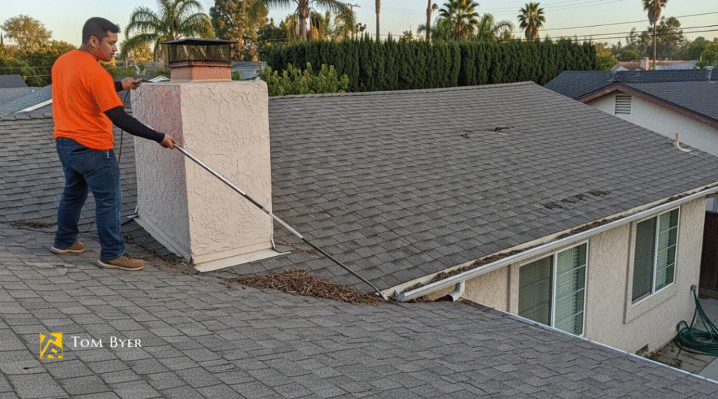 Garden Grove homeowner checking roof for damage