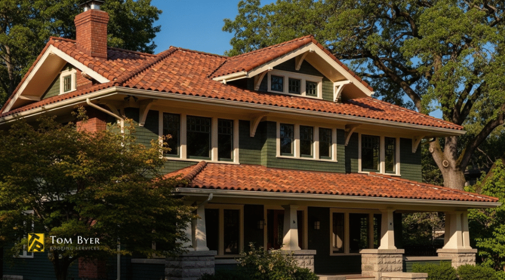 Historic home with authentic wood shingle roof preserving vintage architectural character.